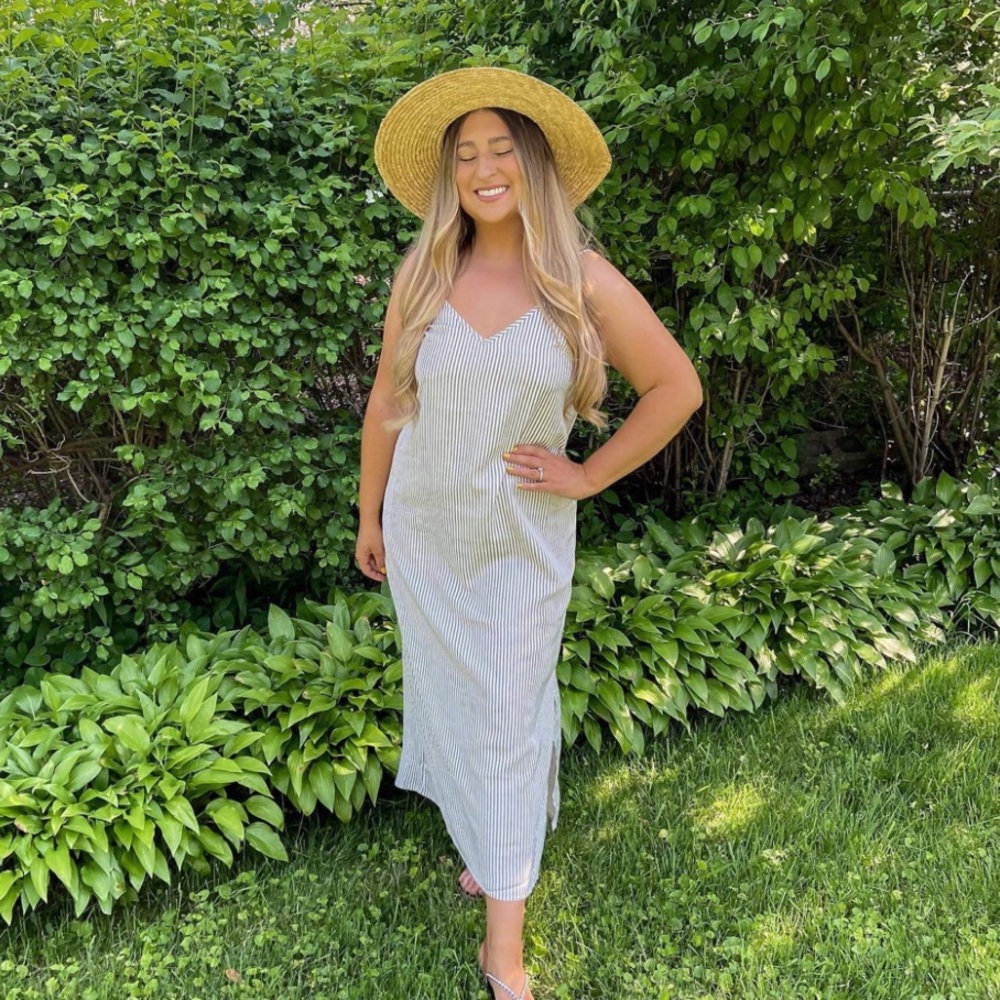 A New Day women’s slip dress - cream / navy